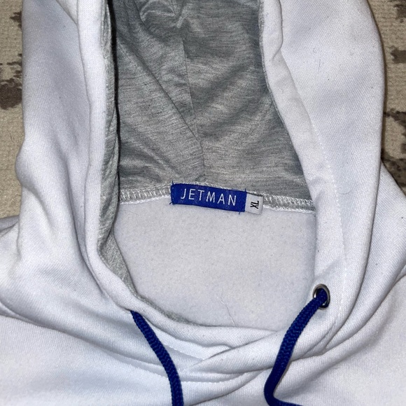 Futuristic white blue and grey light comfy hoodie - Picture 2 of 3